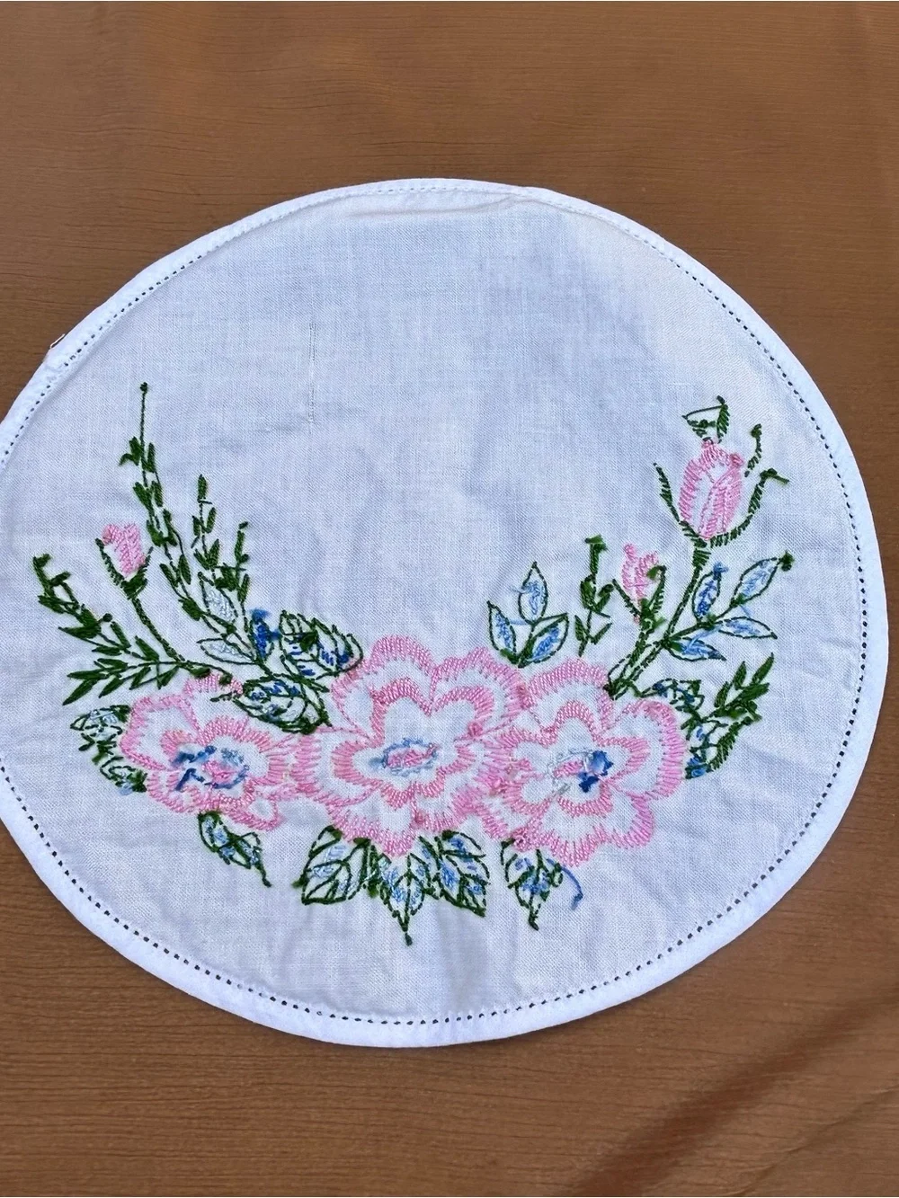 Vintage Set Hand-embroidered Runner & 2 Doilies
